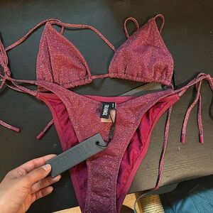 TRIANGL STEVIE GRAPE SPARKLE SET NO BAG NEW WITH TAGS